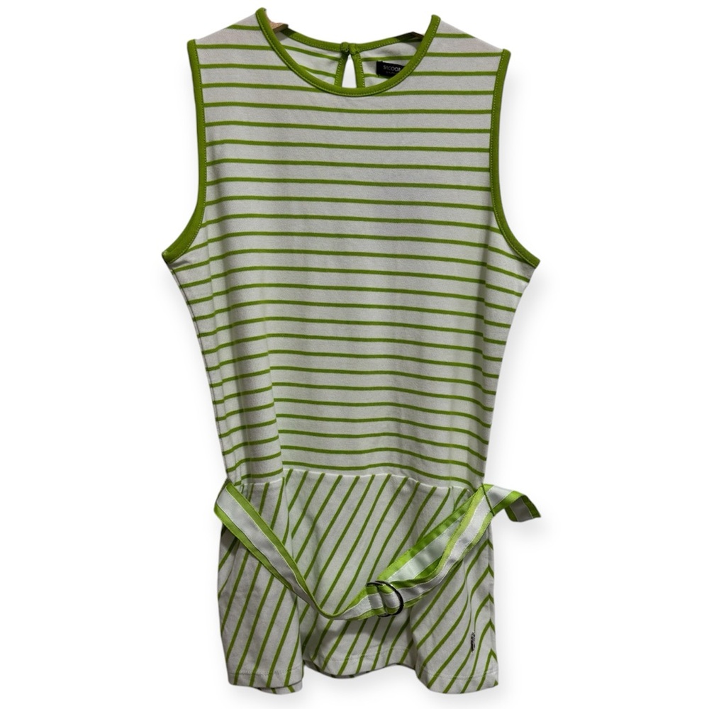 Sacoor Brothers Stretch Cotton Striped Sleeveless Belted Peplum Top Small NWT
